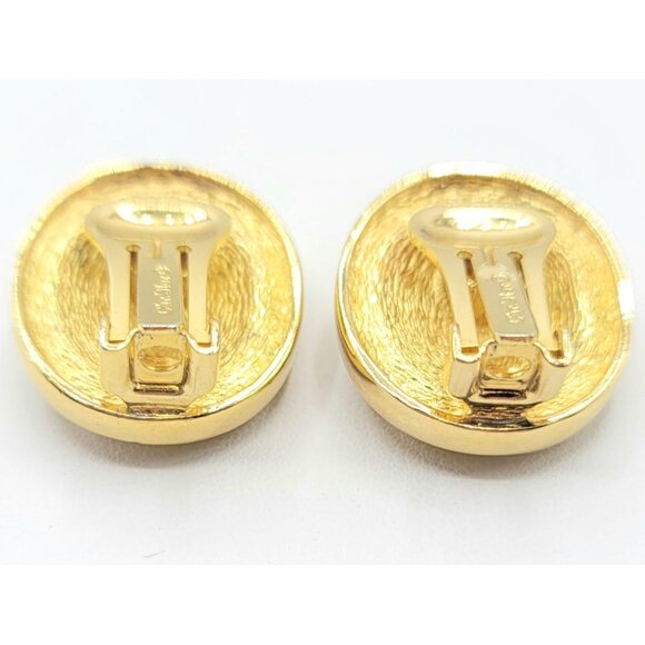 Christian Dior Goldtone Oval Pave Clip On Earrings - Picture 2 of 7
